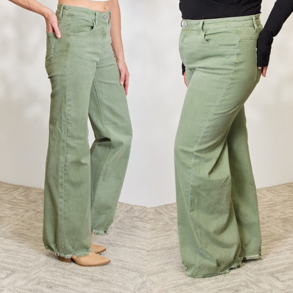 Harmony In Nature Denim - Sage Raw Hem Jeans